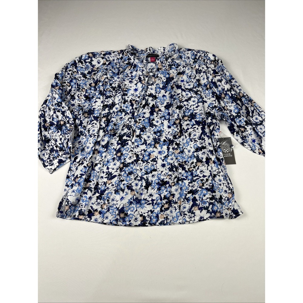 Vince Camuto Rustic Romance Floral Blouse Blue Shadow 91226B005 Womens Small NWT